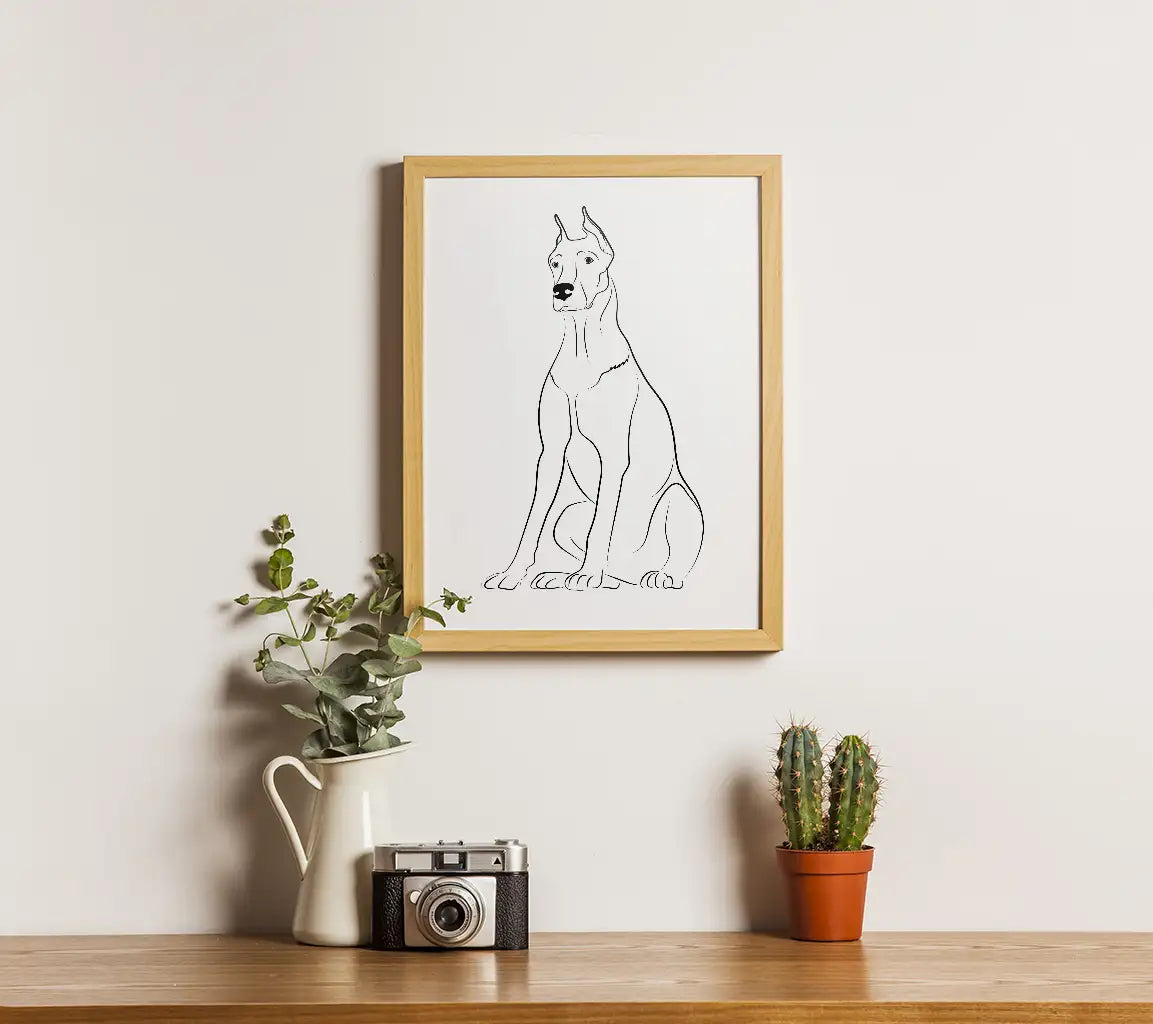 Doberman Dog SVG -  Drawing on White Background SVG