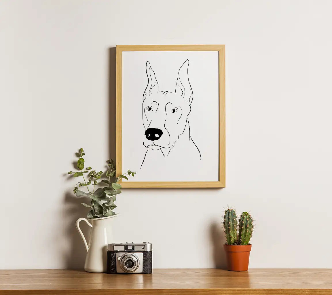 Doberman Face SVG -  Drawing - Digital Download SVG