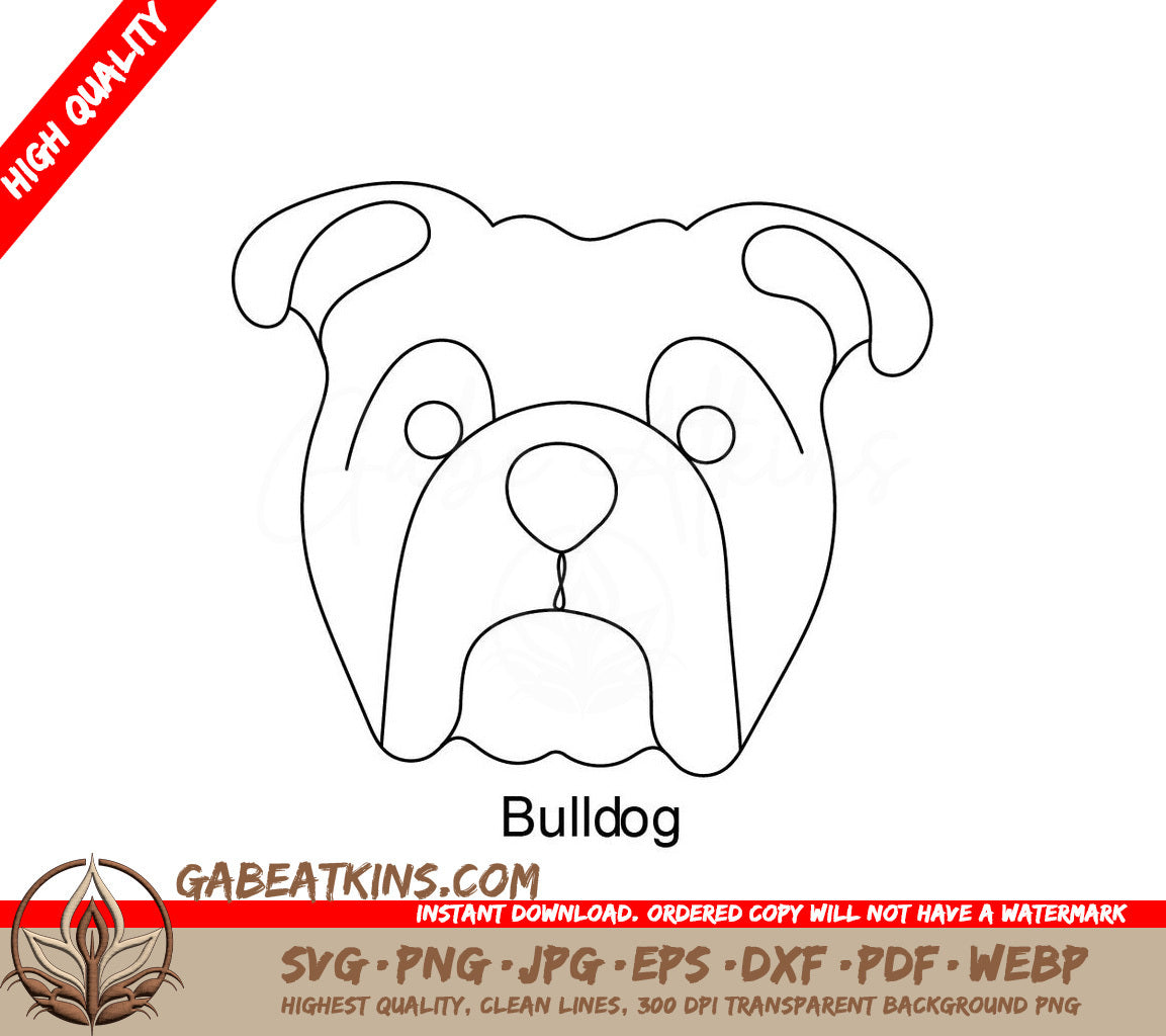  Bulldog Face SVG - Dog Breed Portrait SVG