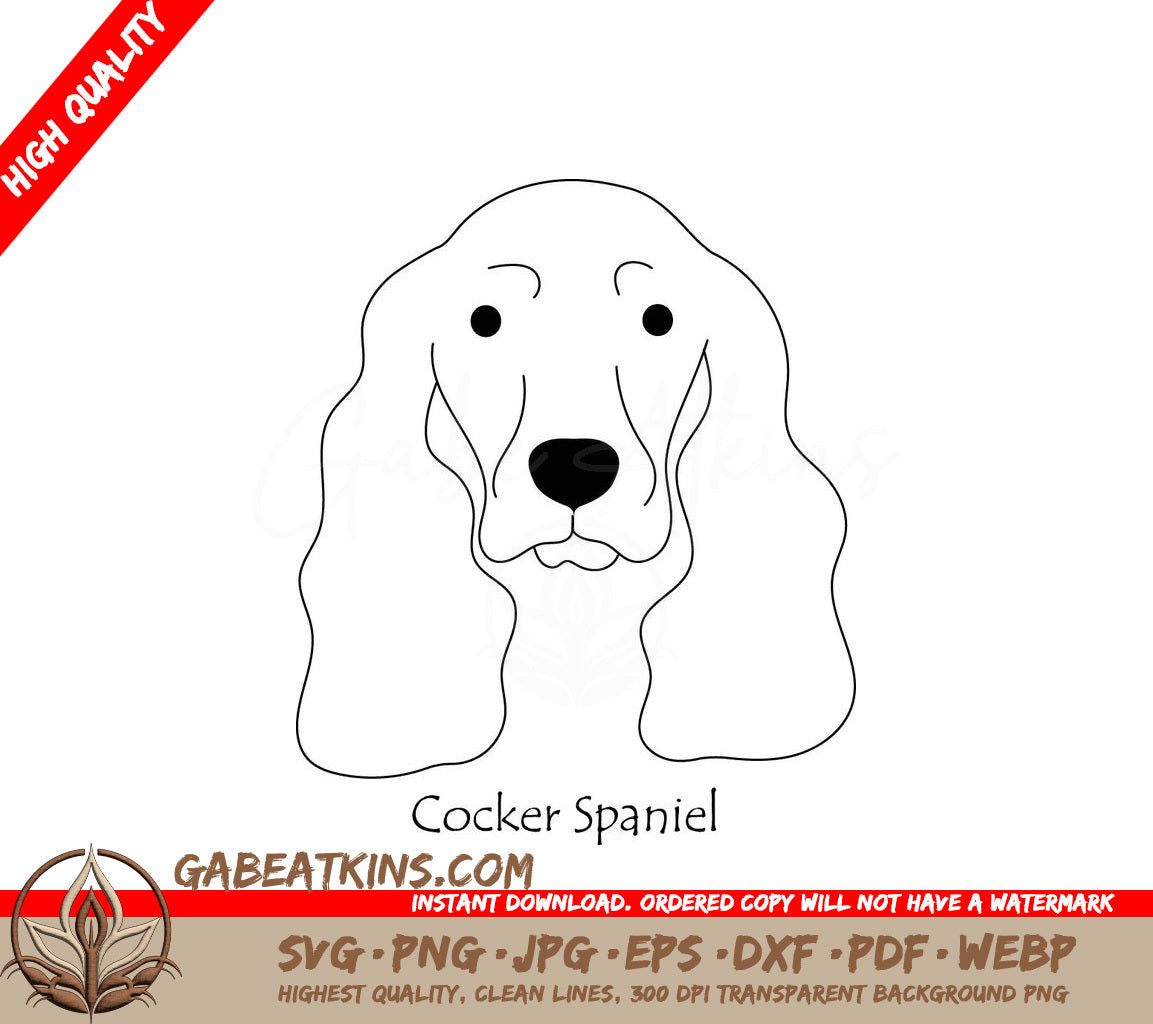  Cocker Spaniel SVG - Dog Face Drawing SVG