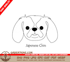 Japanese Chin Dog Face SVG -  Drawing SVG