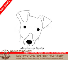 Manchester Terrier Dog Face SVG -  Drawing SVG