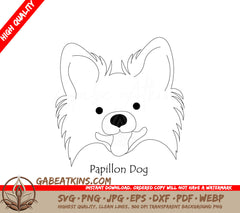 Papillon Dog SVG -  Line Art Drawing SVG