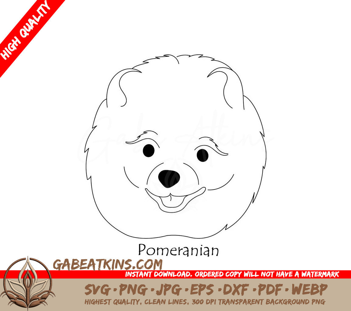  Pomeranian Dog SVG - Portrait Drawing SVG