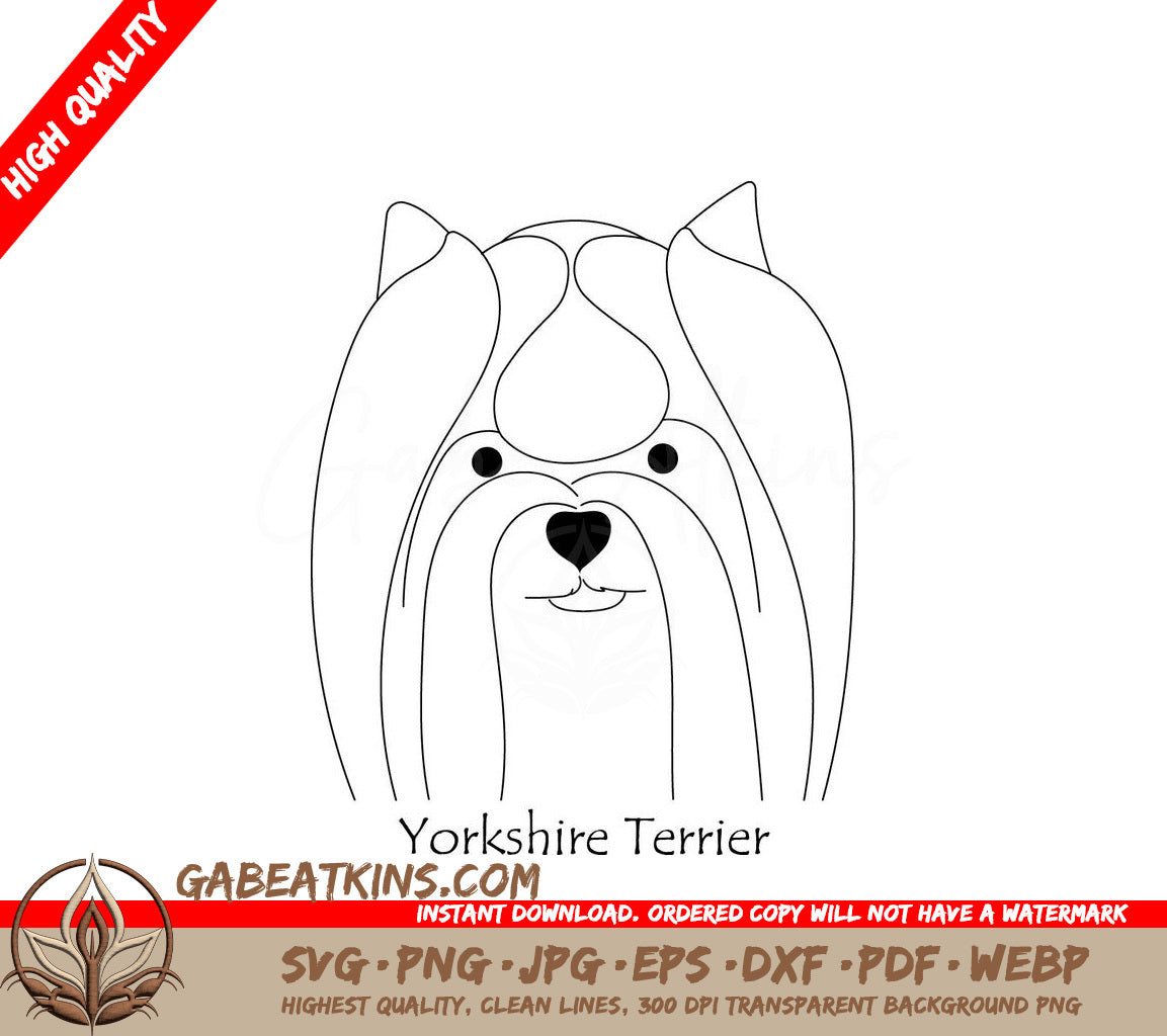  Yorkshire Terrier SVG - Dog Face Drawing SVG