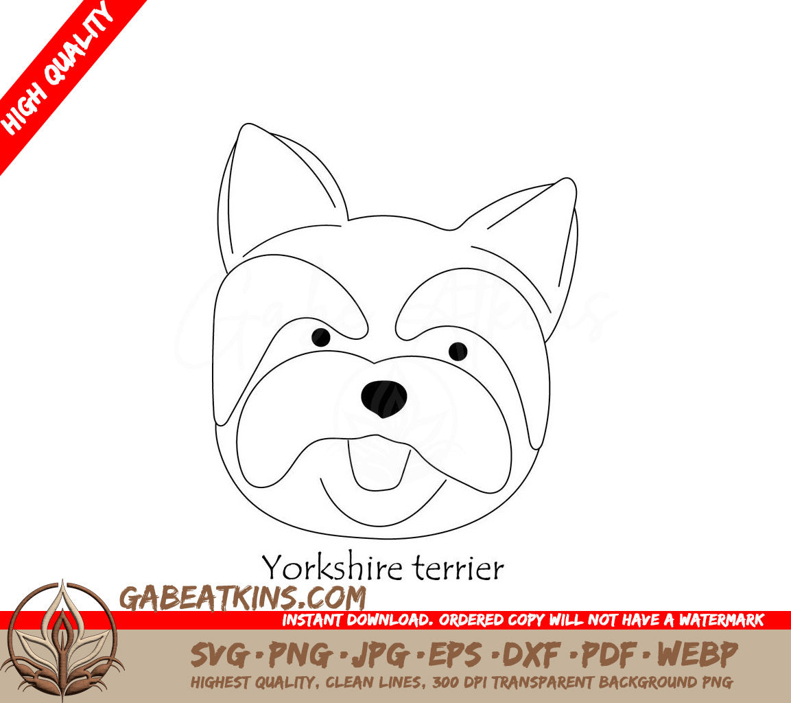 Yorkshire Terrier SVG -  Drawing Dog Face SVG