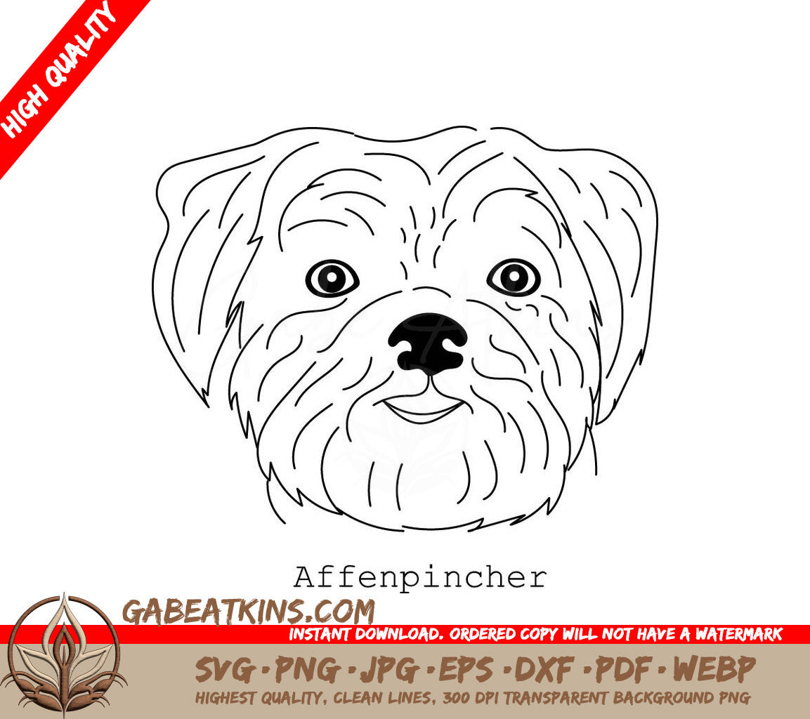 Affenpincher Dog SVG -  Outline Drawing SVG