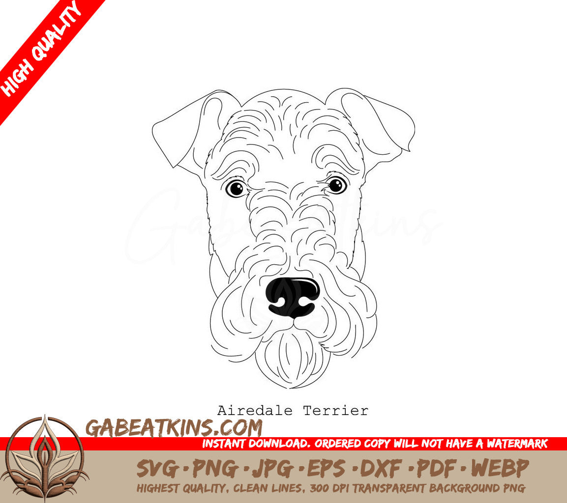 Airedale Terrier SVG -  Outline Drawing SVG