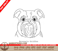 Brussels Griffon Dog SVG -  Outline Illustration SVG