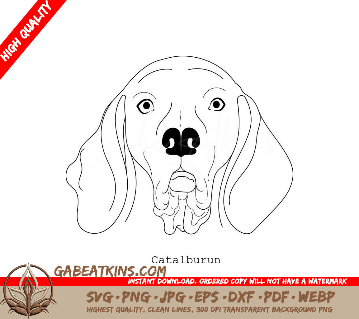 Catalburun Dog Breed Outline SVG -  Drawing SVG