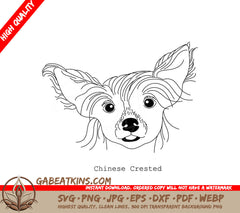 Chinese Crested Dog SVG -  Line Drawing SVG