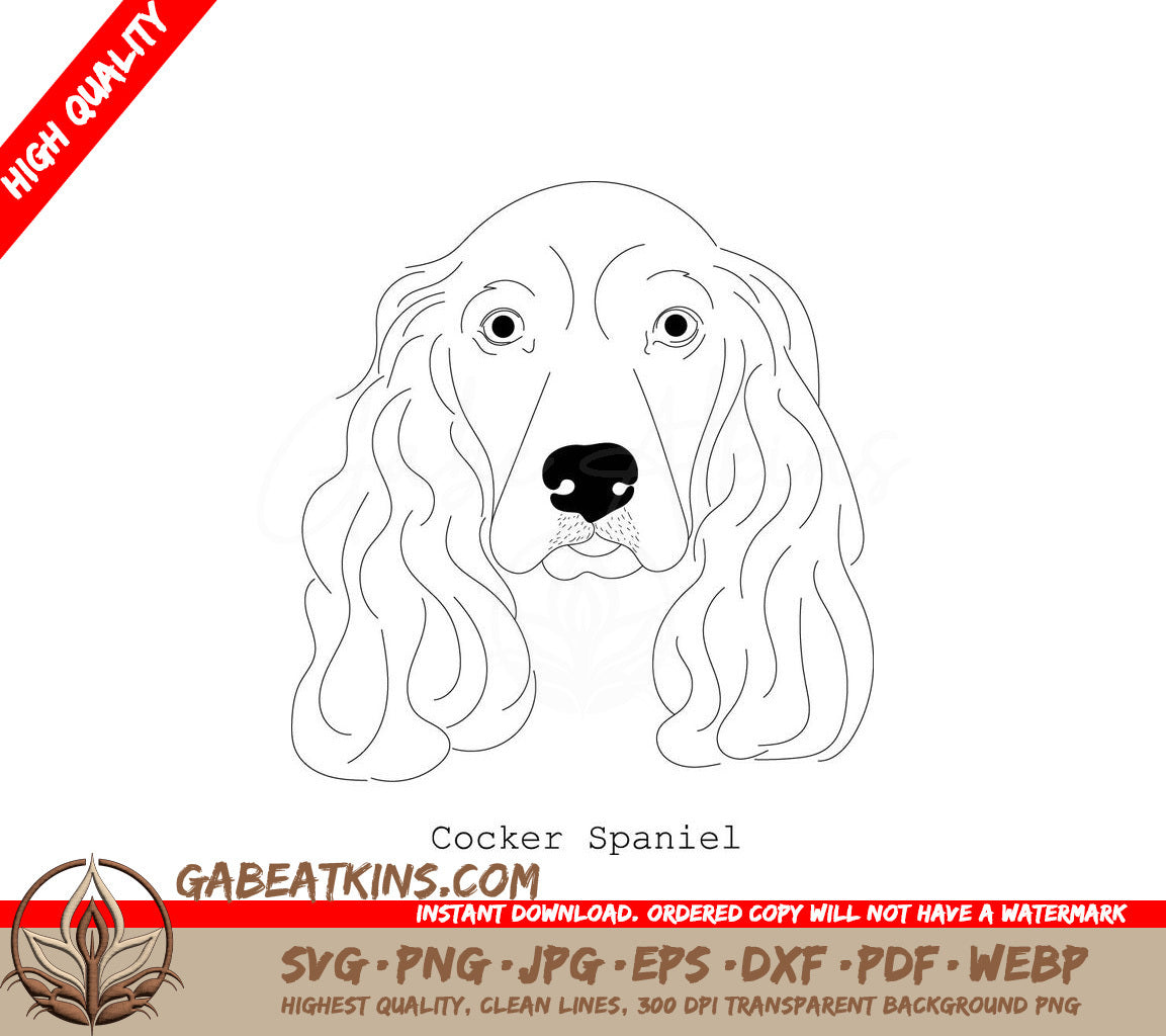  Cocker Spaniel SVG - Dog Breed Outline SVG