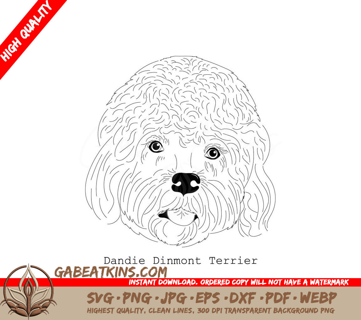 Dandie Dinmont Terrier SVG -  Outline Drawing SVG