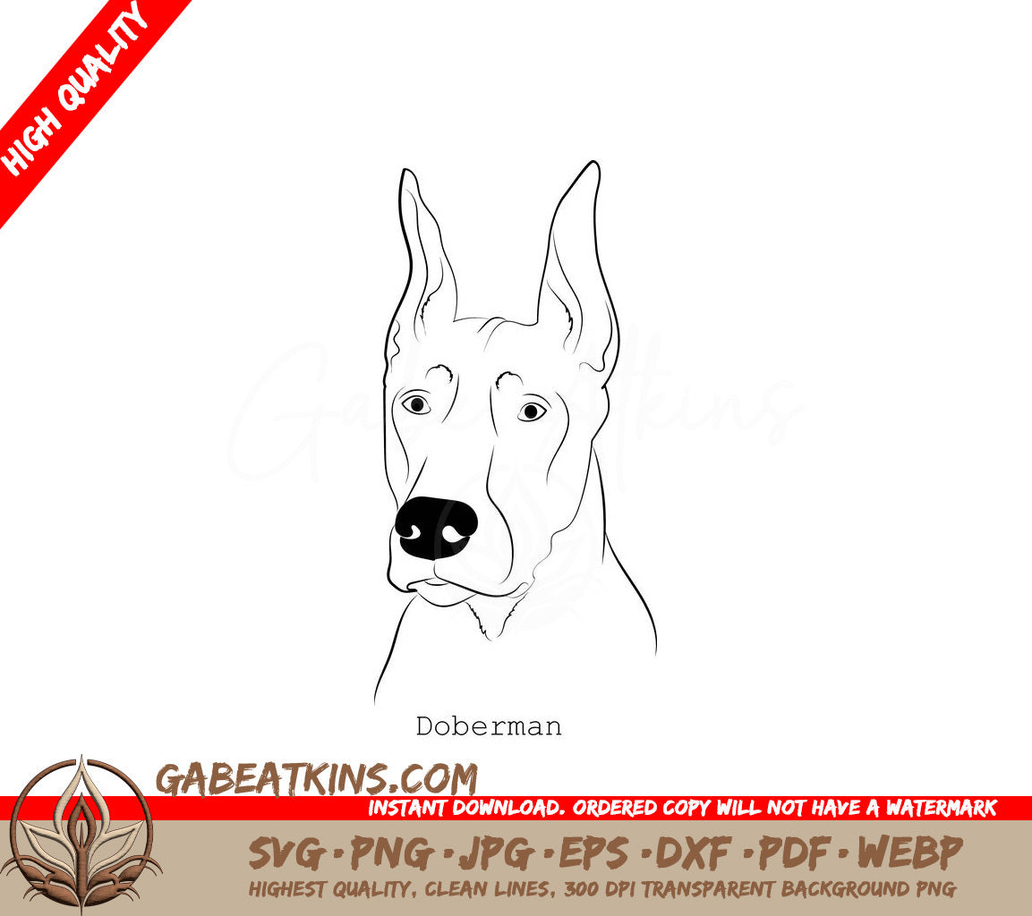 Doberman Dog SVG -  Outline Drawing SVG