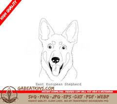 East European Shepherd Dog SVG -  Outline Drawing SVG