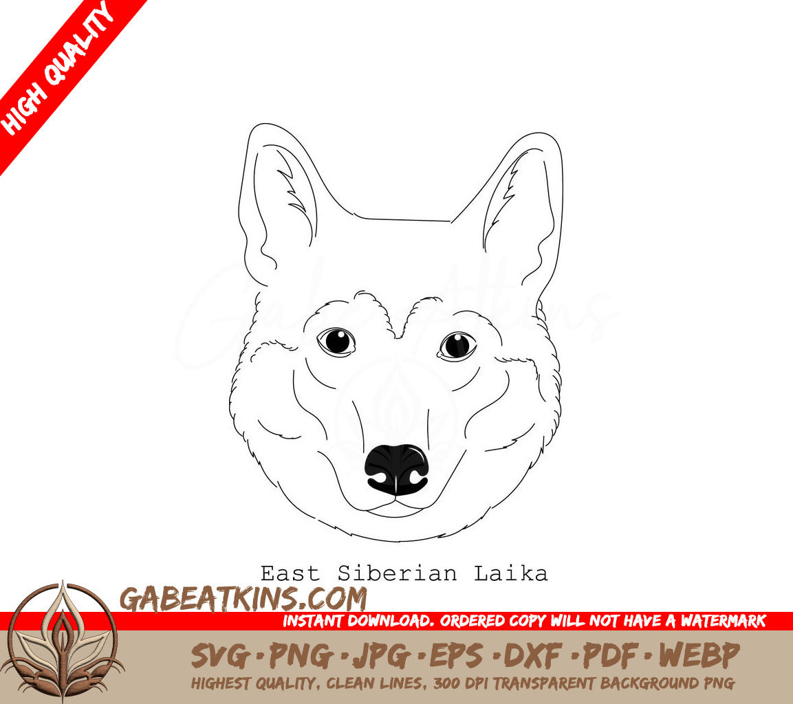 East Siberian Laika Dog Breed SVG -  Outline SVG