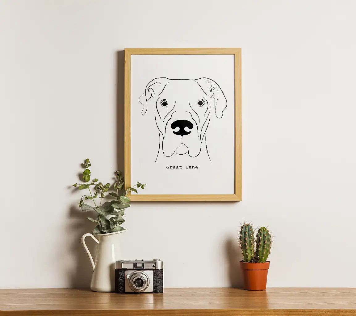 Great Dane Dog SVG -  Line Drawing SVG