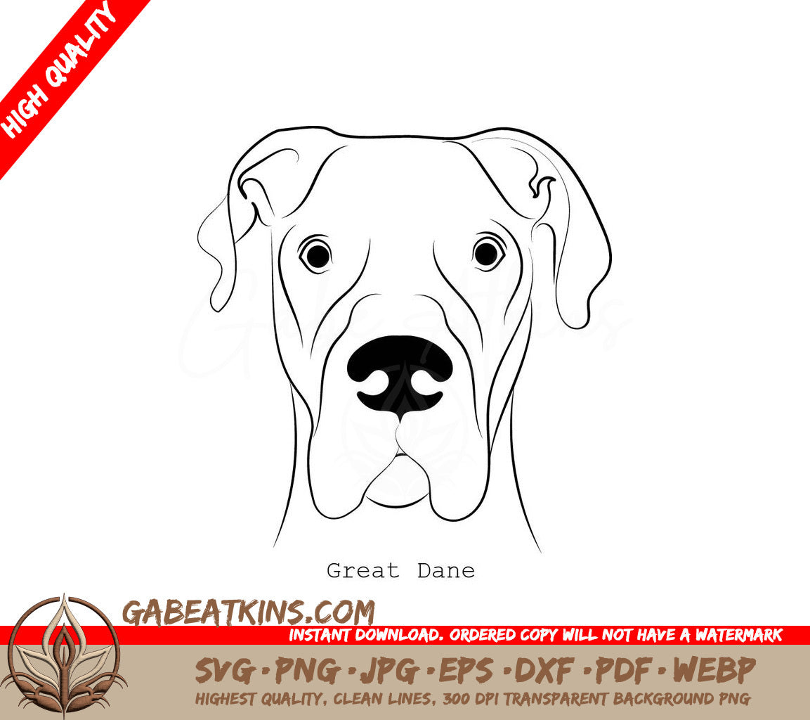 Great Dane Dog SVG -  Line Drawing SVG