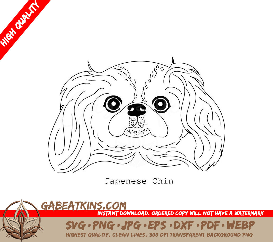 Japanese Chin Dog Breed Outline SVG -  Drawing SVG