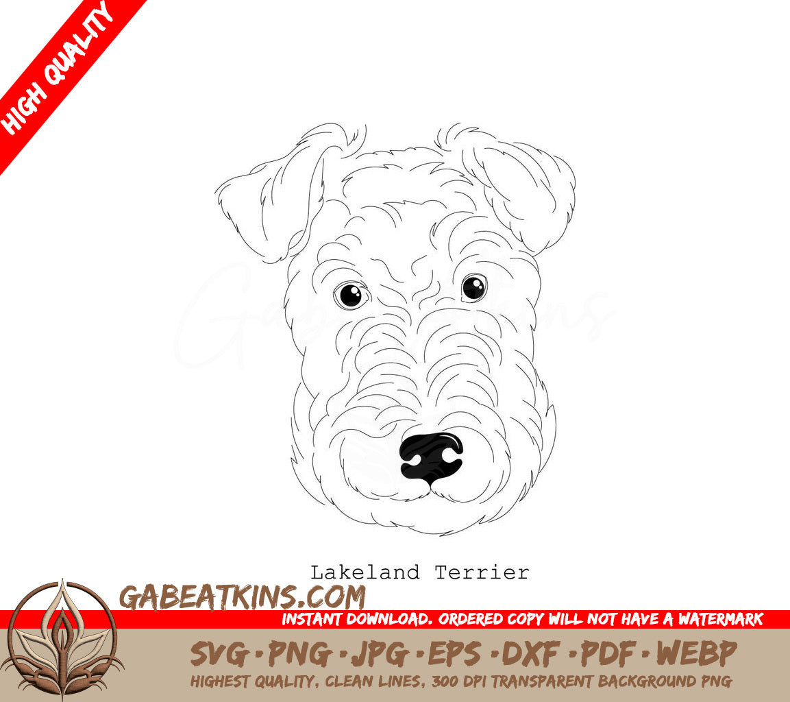 Lakeland Terrier SVG -  Line Drawing SVG