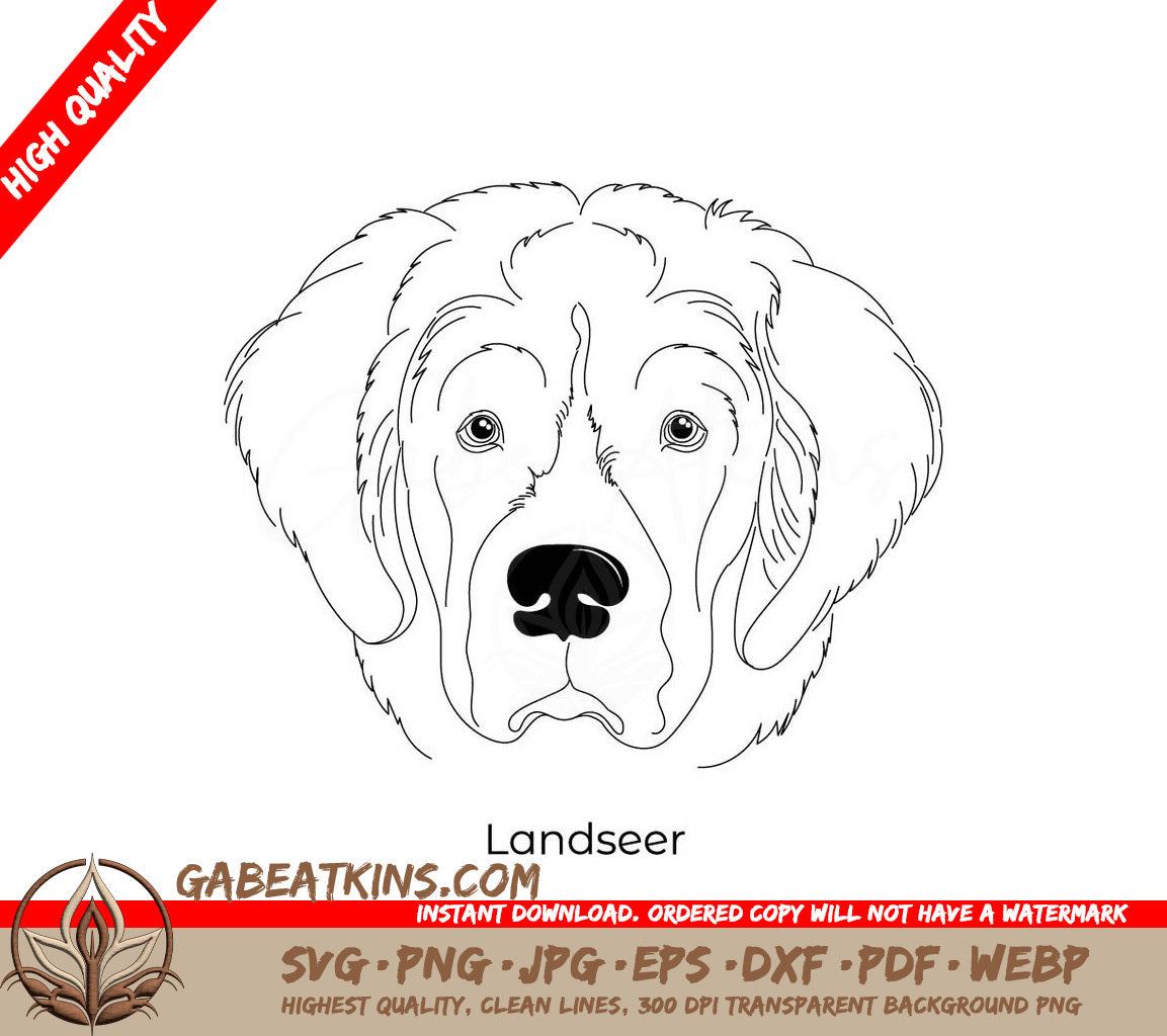 Landseer Dog Breed Outline SVG -  Drawing SVG