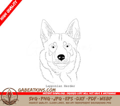 Lapponian Herder Dog SVG -  Line Drawing SVG