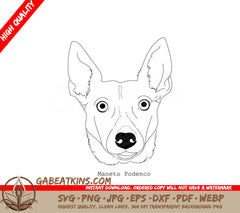 Maneto Podenco Dog Breed SVG -  Outline Drawing SVG