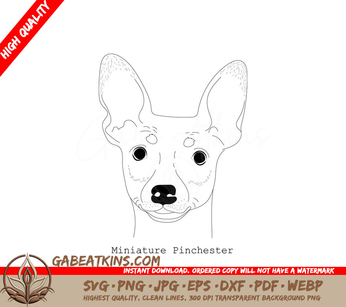 Miniature Pinscher Dog SVG -  Outline Drawing SVG