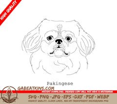 Pekingese Dog SVG -  Outline Drawing SVG