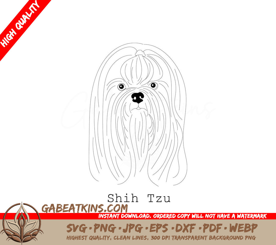  Shih Tzu Dog SVG - Outline Drawing SVG