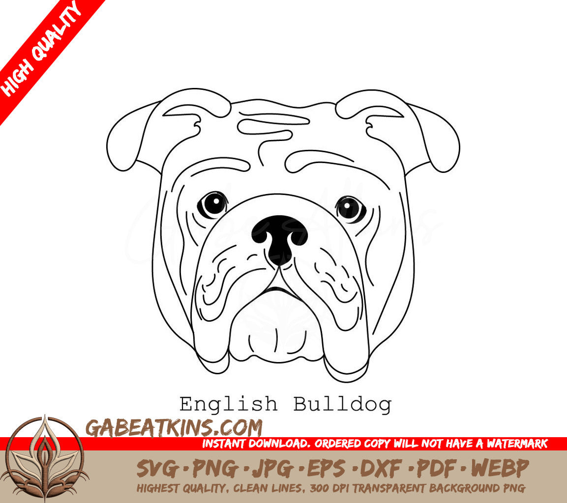 English Bulldog Outline SVG -  Drawing SVG