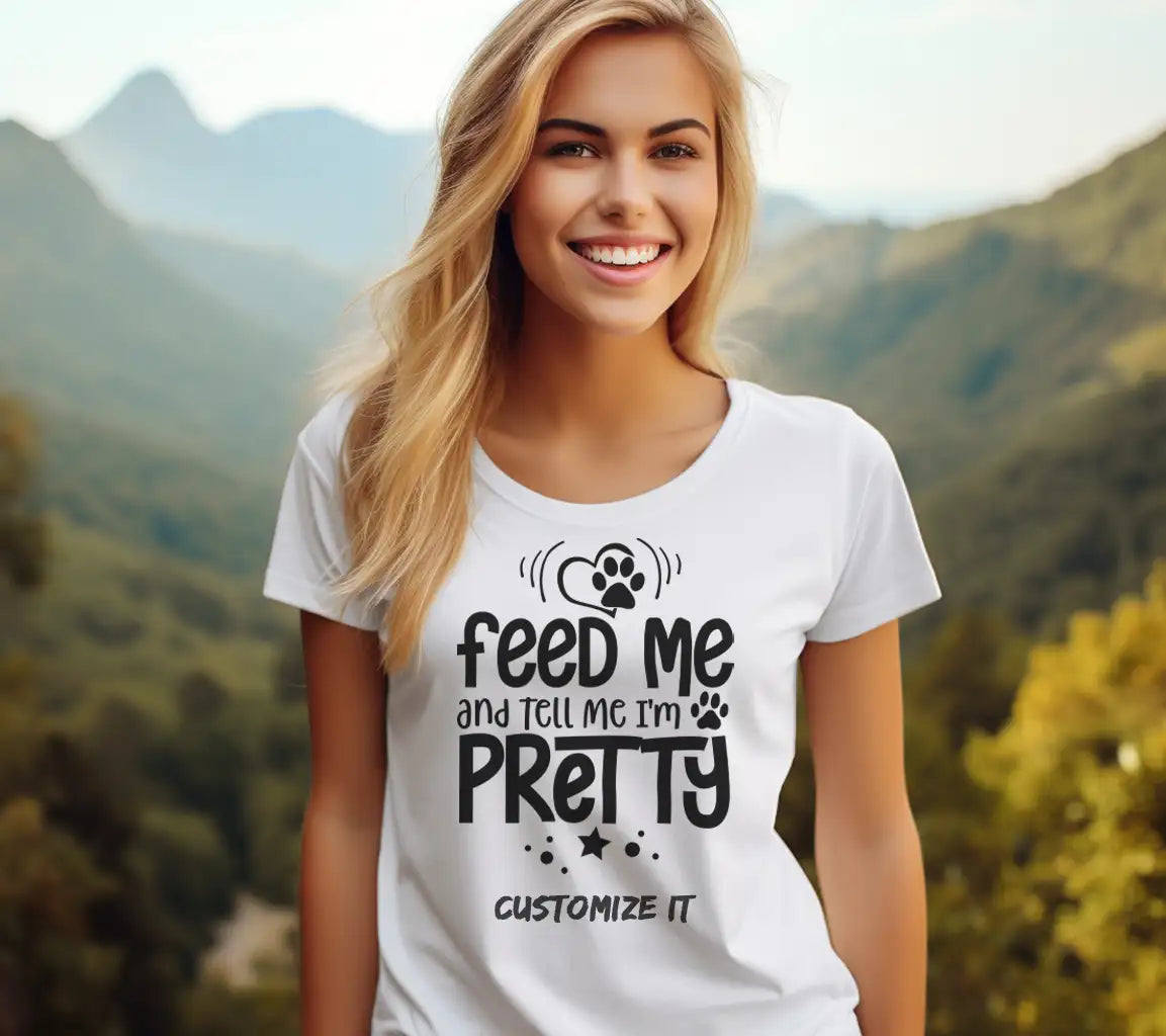 ## Feed Me & Tell Me Im Pretty Dog SVG Cut File SVG