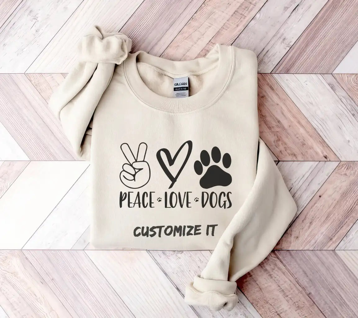 Peace Love Dogs SVG - Peace Sign with Heart & Paw Print SVG