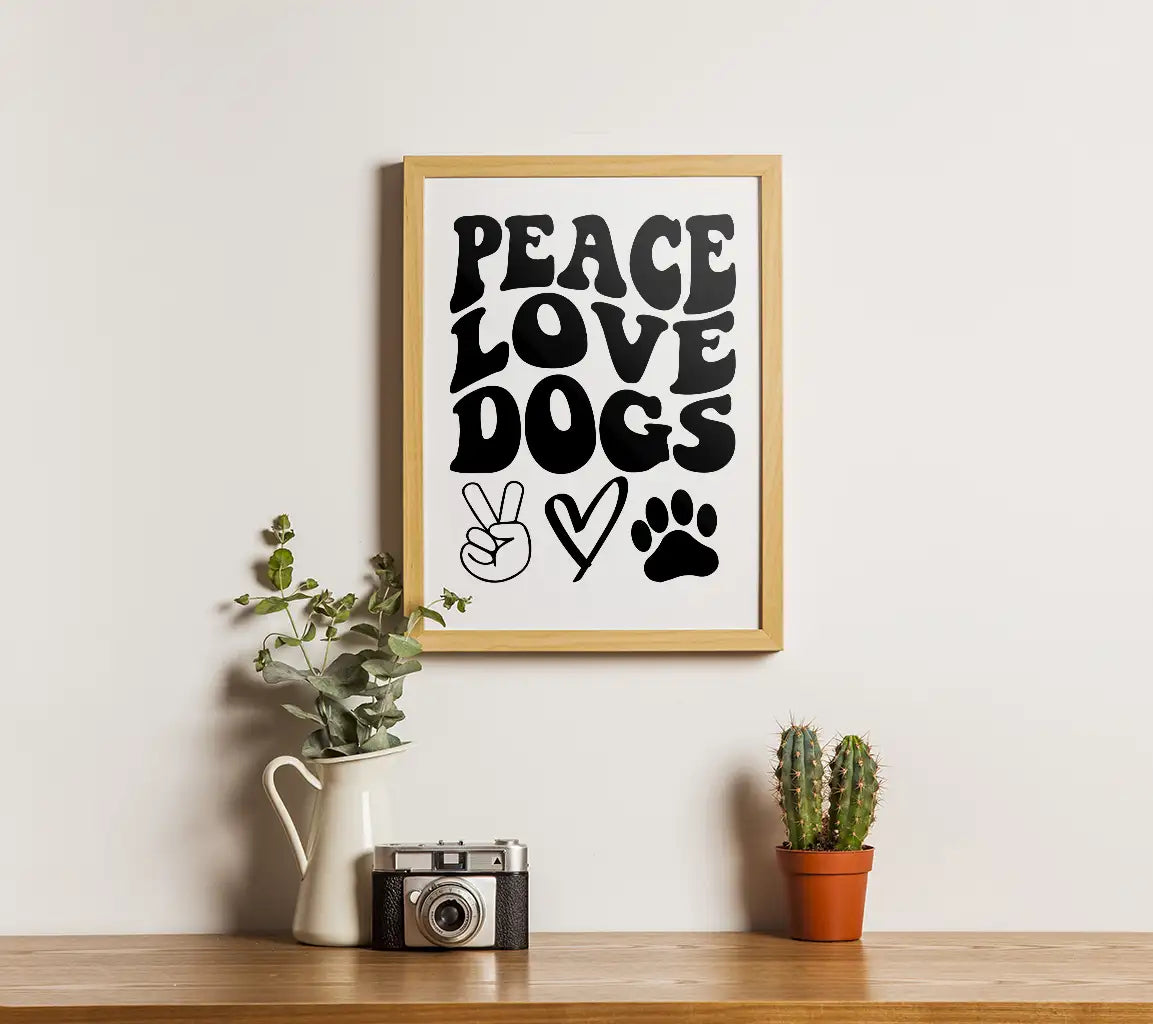 Peace Love Dogs SVG - Peace Sign & Paw Print Design SVG