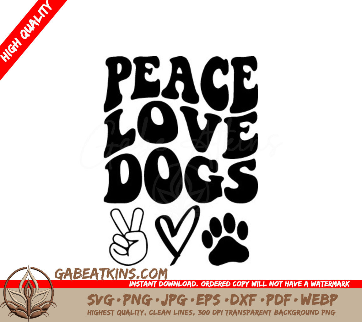 Peace Love Dogs SVG - Peace Sign & Paw Print Design SVG