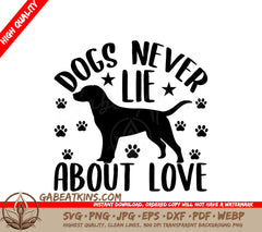 Dogs Never Lie About Love SVG Design - Printable Poster SVG