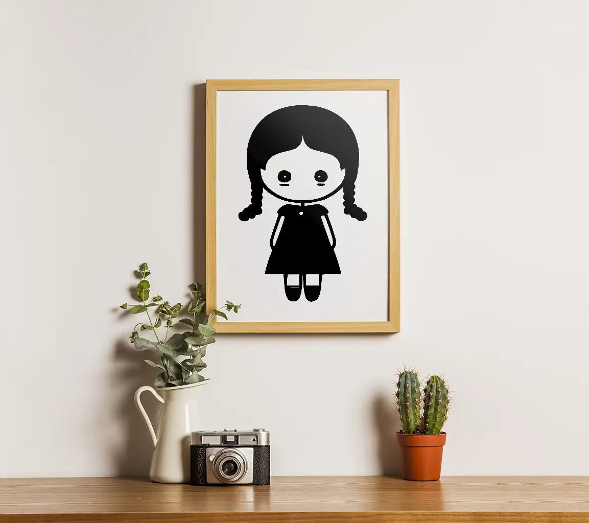  Girl with Pigtails SVG - Minimalist Doll Silhouette Illustration SVG