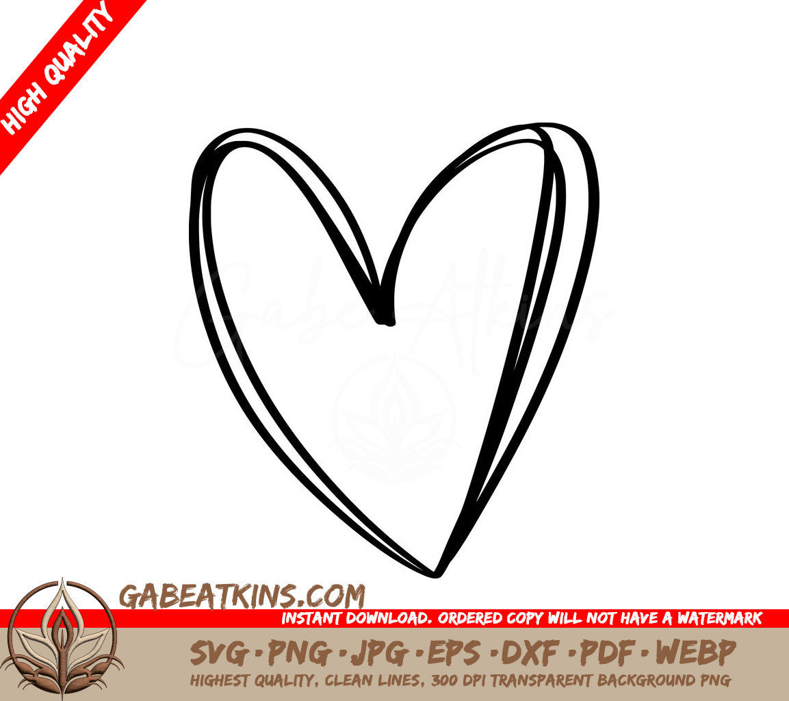  Doodle Heart SVG - Simple Heart Illustration SVG