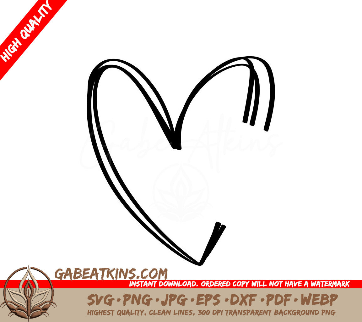  Doodle Heart SVG with Text -  Simple Heart Illustration SVG