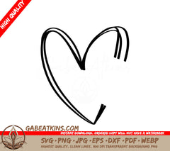  Doodle Heart SVG with Text -  Simple Heart Illustration SVG