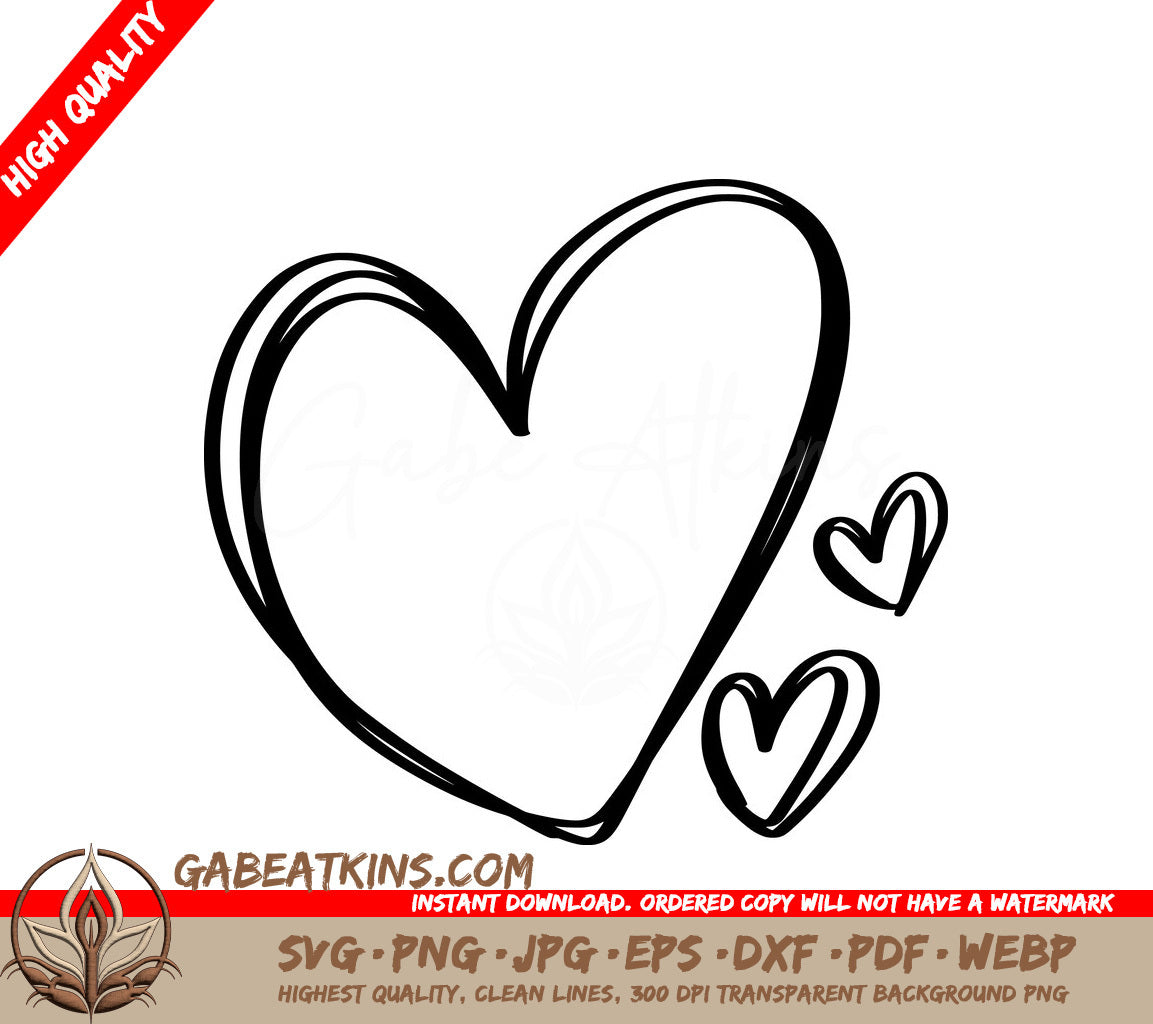  Heart with Two Smaller Hearts SVG Doodle Bundle SVG