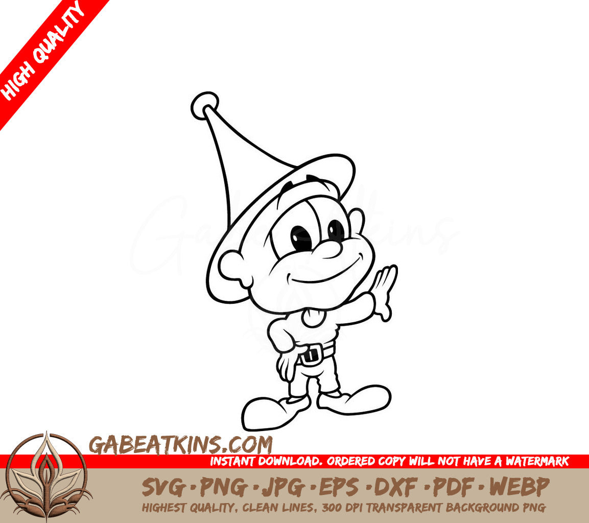 Cute  Elf SVG - Dwarf Cartoon Illustration SVG