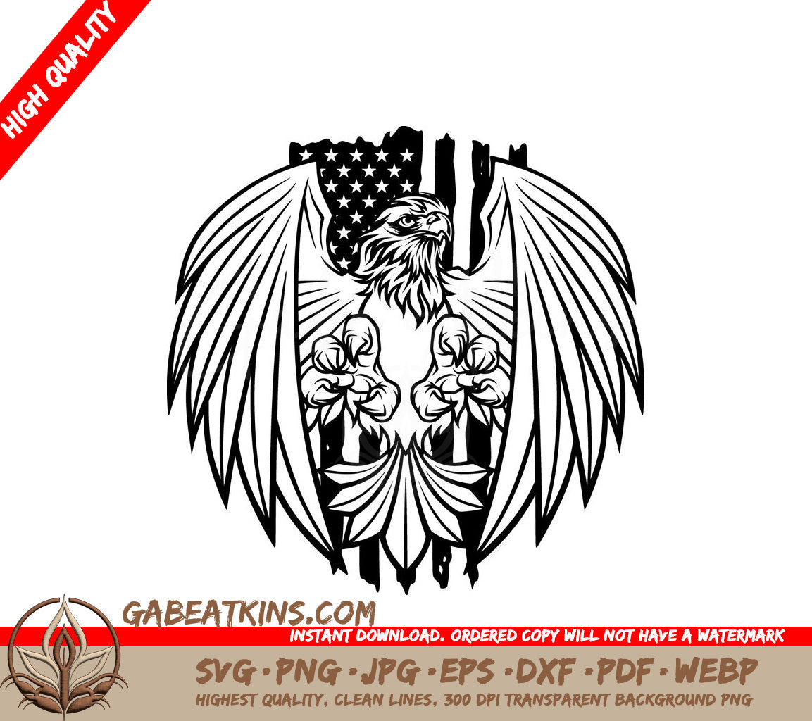 Patriotic Eagle SVG -  Drawing with American Flag SVG