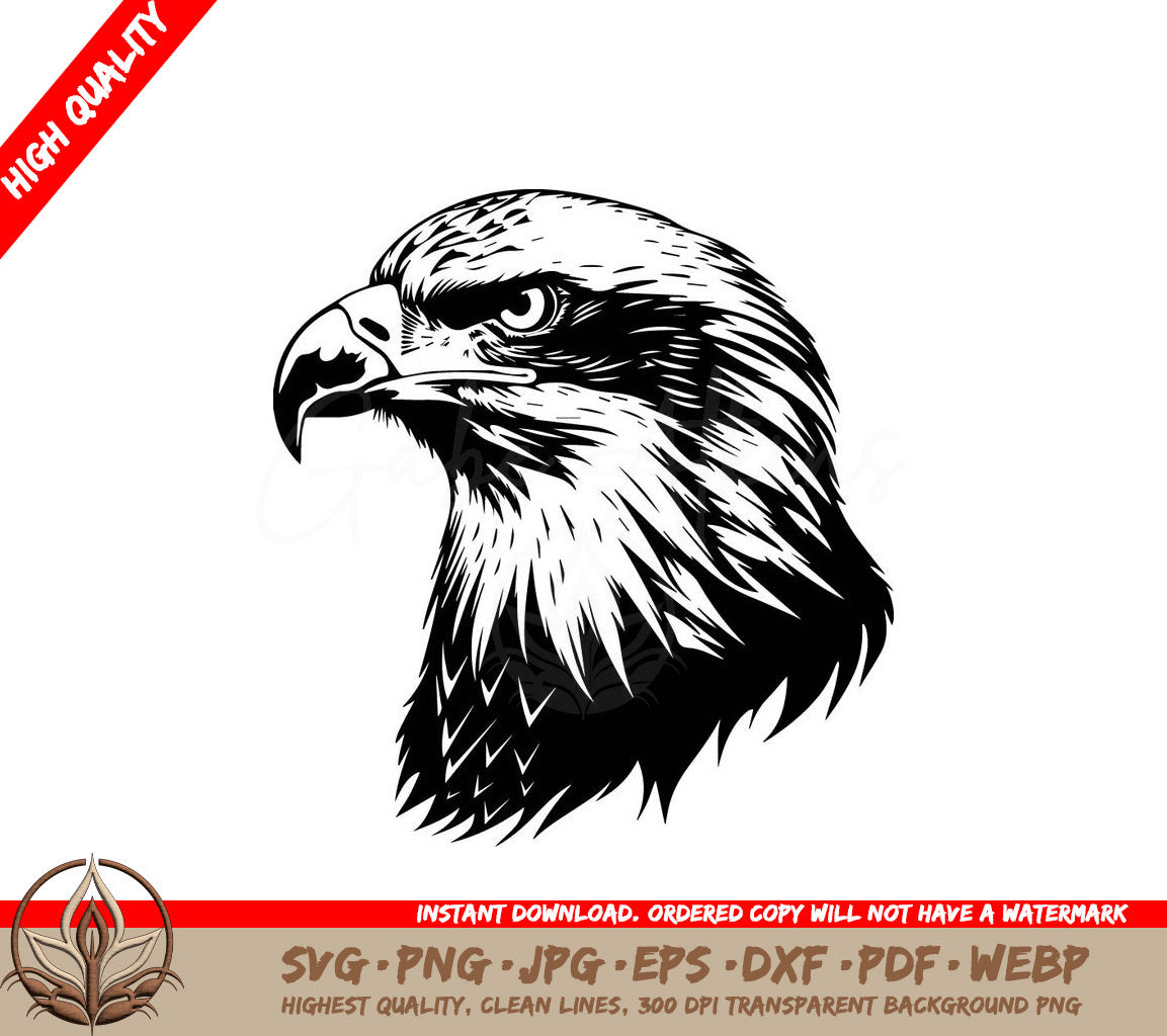 A Black And White Drawing Of An Eagle  Head