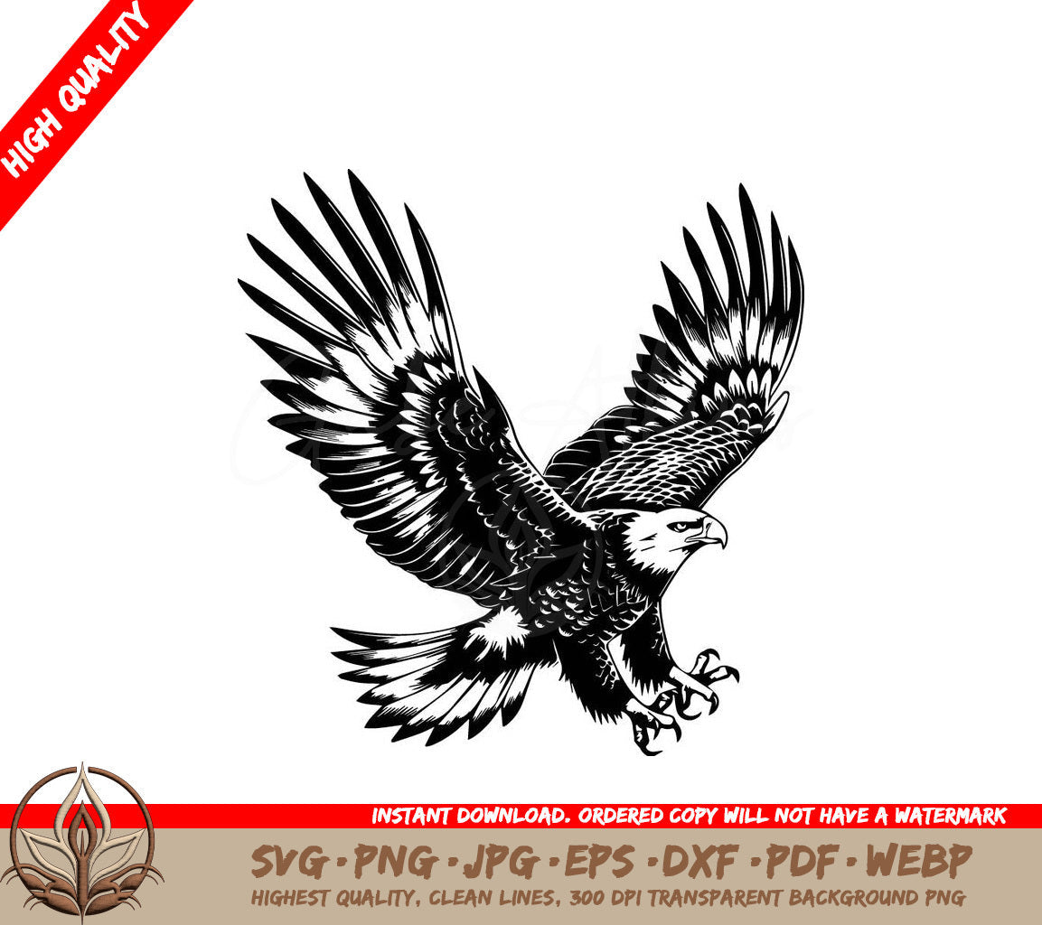 Eagle Vector Black and White SVG 