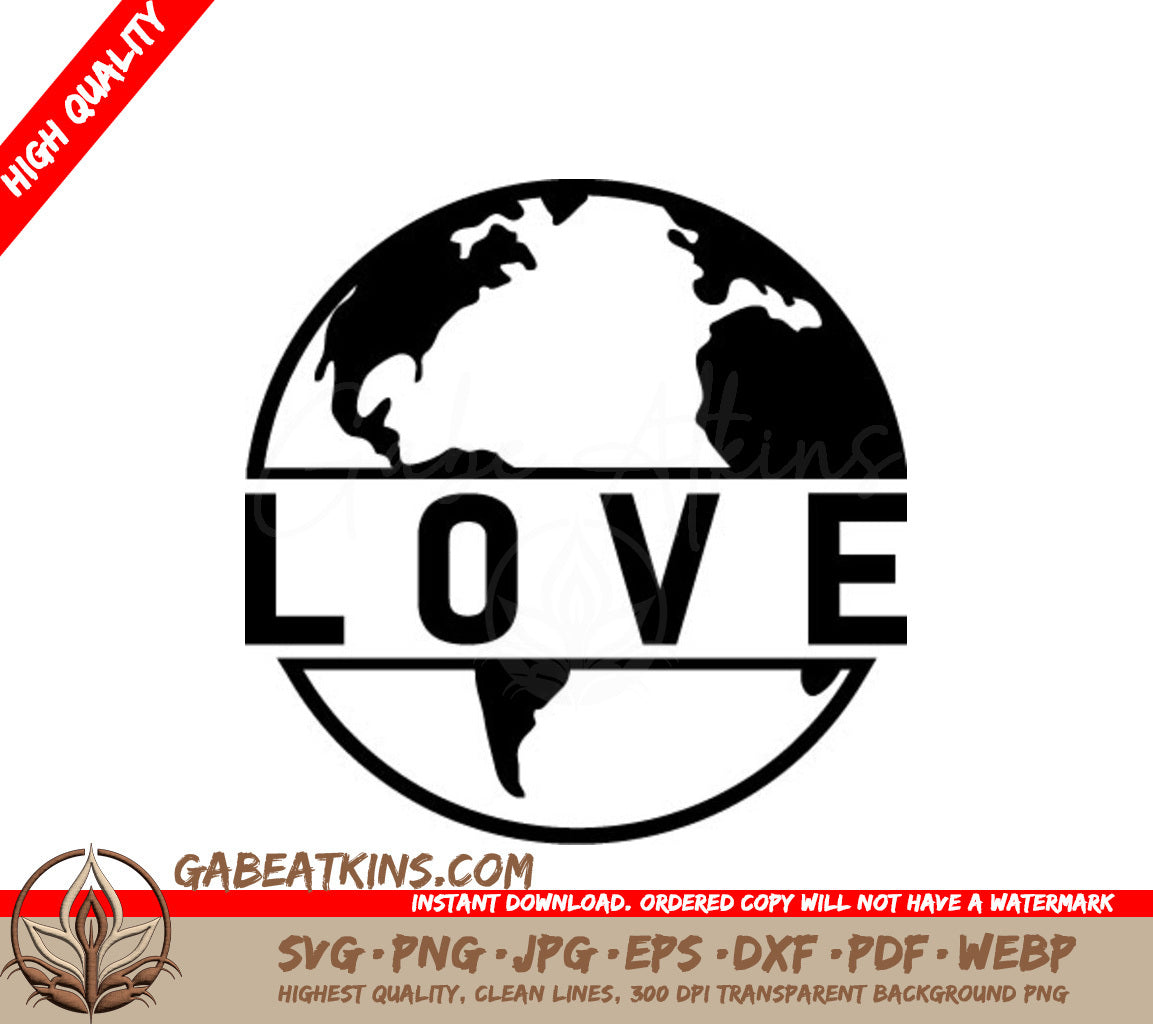 Earth Day Love Globe SVG - Perfect for Valentines Day or Everyday SVG