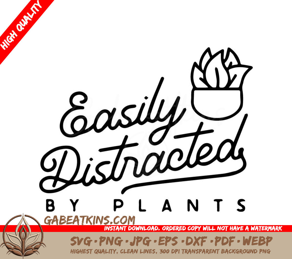 A Black And White Logo For Easily Distracted By Plants SVG - Easily Distracted by Plants SVG SVG