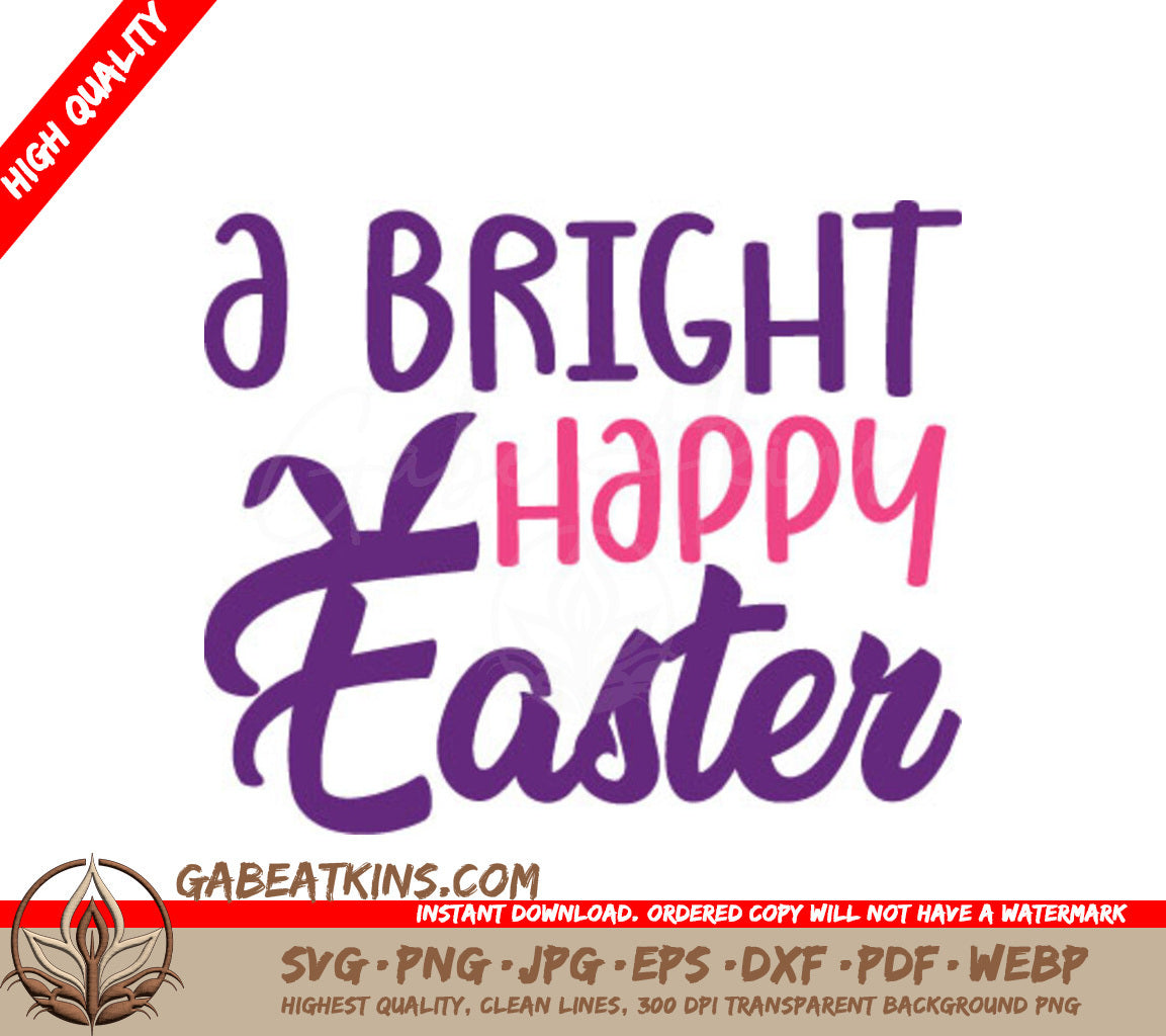 Purple & Pink A Bright Happy Easter SVG Design SVG