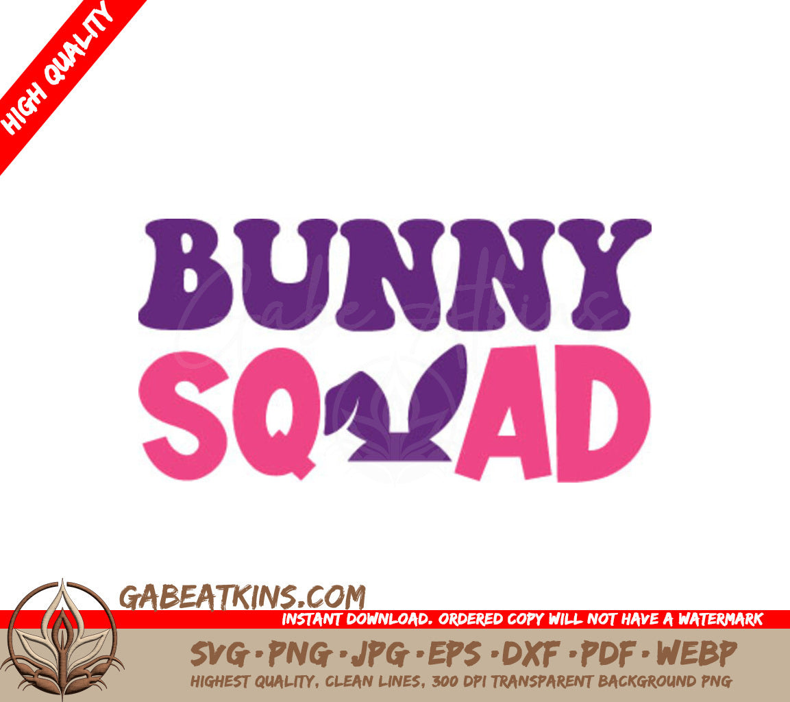 Pink & Purple Bunny Squad SVG - Easter Logo Design SVG