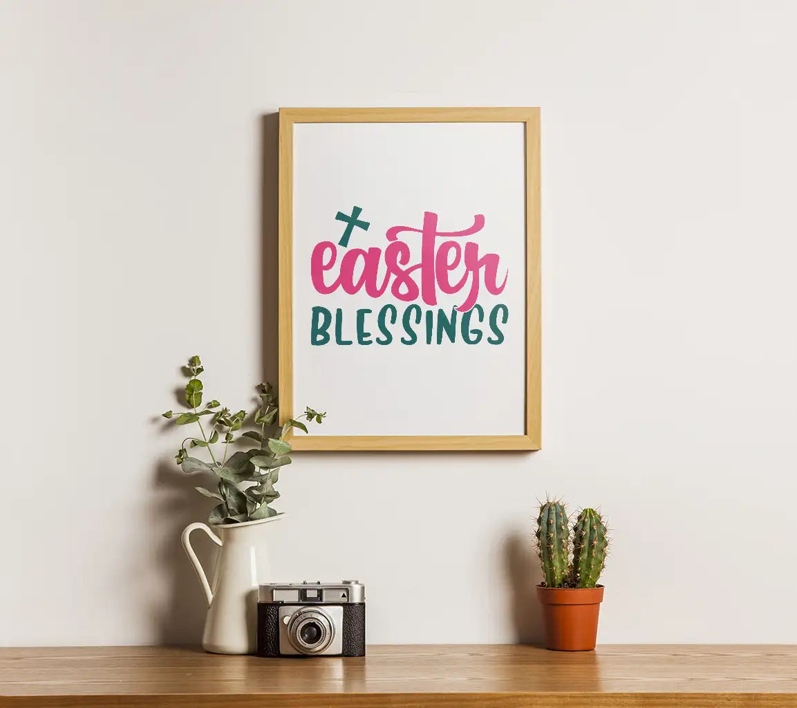 Pink & Green Easter Blessings SVG Cut File SVG